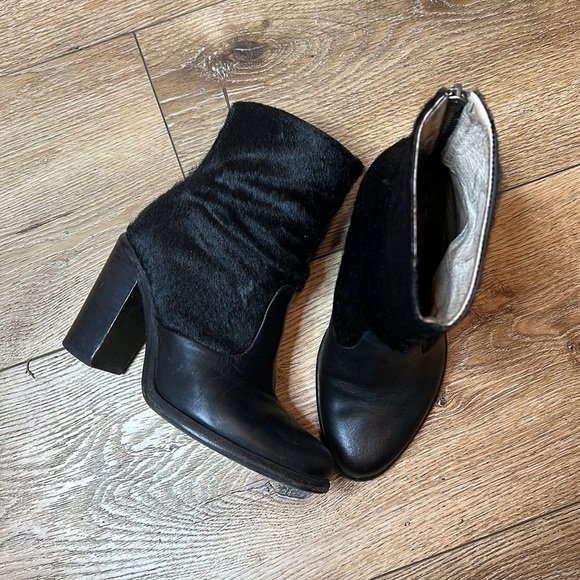All Saints Black Hessian Pony Hair Two Tone Ankle Boots Size 36/6